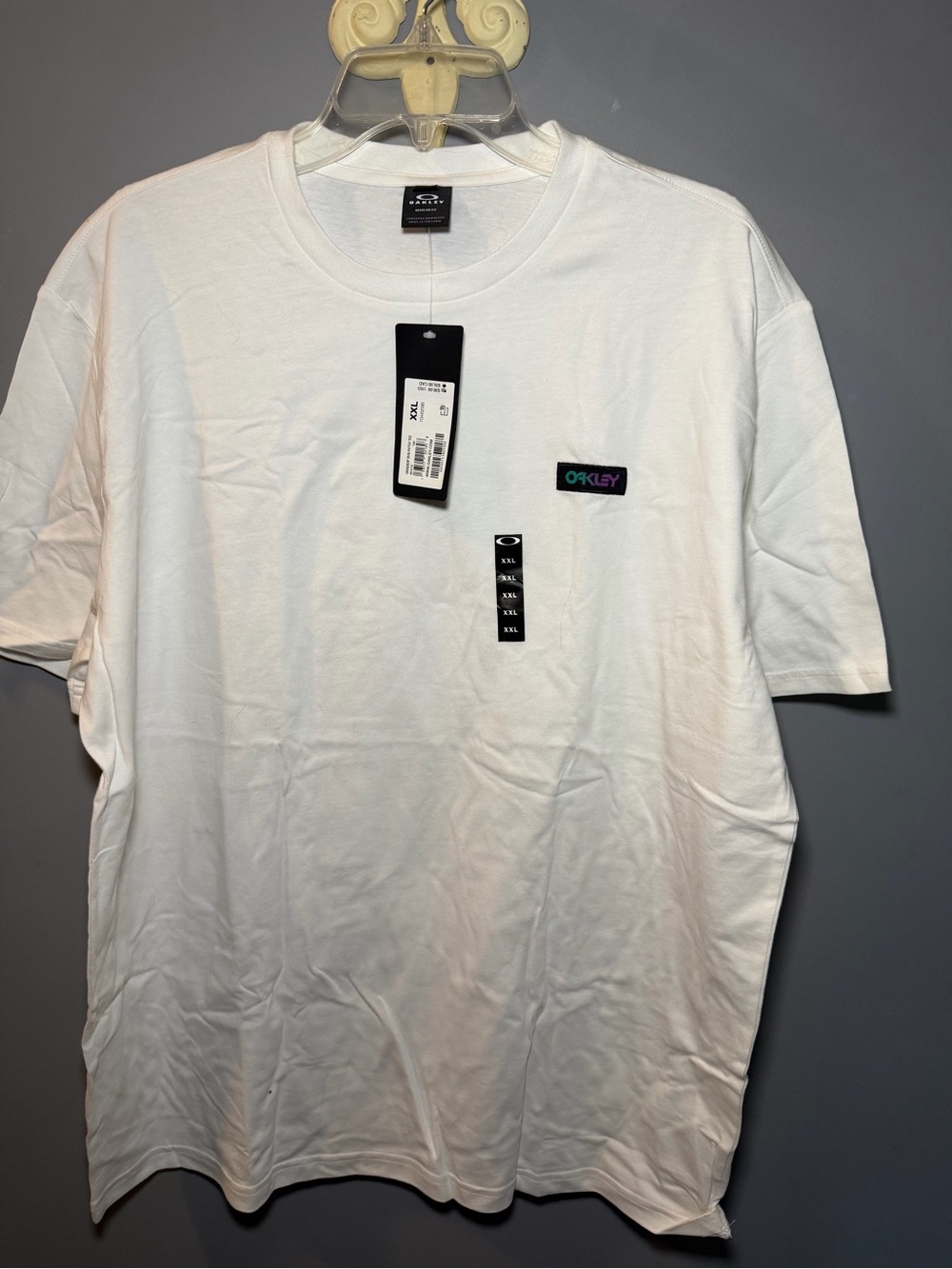 Oakley White Short-Sleeve T-Shirt with Small Logo Patch